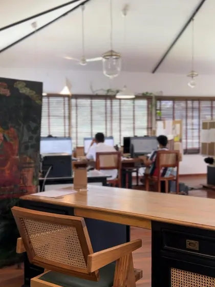 A glimpse into our Goa studio, a space designed to foster collaboration and creativity. This is where we develop our "Shanti Homes" initiative.
