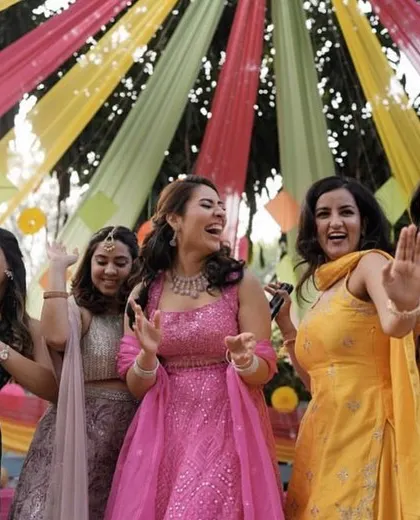 A collection of my brides looking stunning for their reception, sangeet, and cocktail parties. Each look is customized to match their outfit and personality.