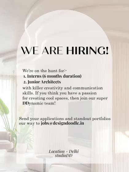 Design Doodle in Delhi is hiring Interns and Junior Architects.