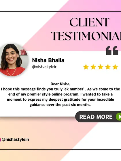 "I hope this message finds you truly 'ek number'." Read this heartfelt testimonial from a client who completed my premier style program and found incredible guidance and confidence over six months.