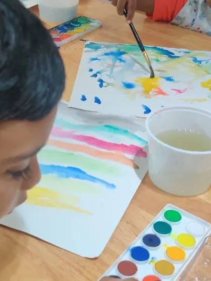 A duplicate of ID 130, highlighting the beautiful, fluid nature of watercolors as the student experiments with them.