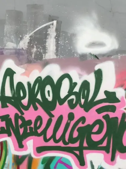 Tagging for my other crew, 'Aerosol Intelligence'. The lettering style is sharp and technical.