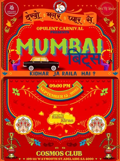 A uniquely designed poster for 'Mumbai Beats', an event with a distinct Indian truck-art theme. This gig celebrated the sounds of Mumbai, including Marathi music and rap.