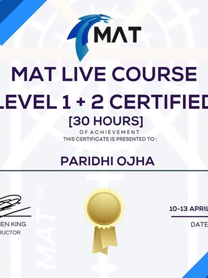 I am proud to have successfully completed the Movement Assessment Tool (MAT) Level 1 and 2 certification. Lifelong learning is key to unlocking potential for both myself and my clients.