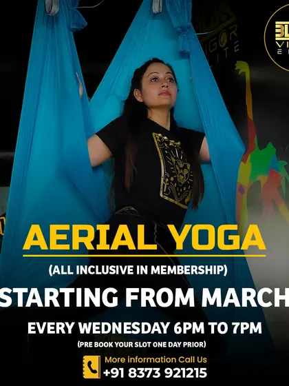 Our aerial yoga classes are starting soon and are all-inclusive with your membership. This announcement provides details for our weekly class, a perfect opportunity to try something new and transformative.