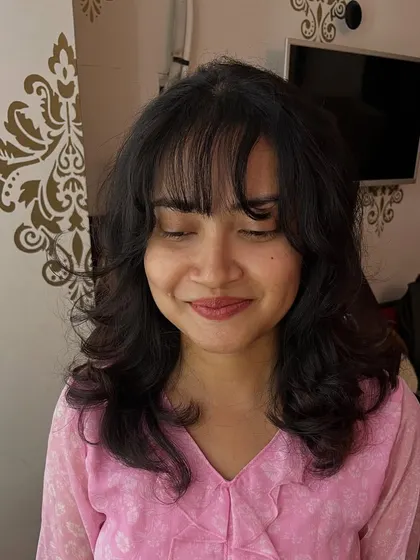 Priyanka enjoying her new, lighter hairstyle.