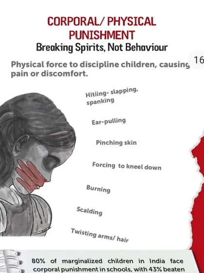 This illustration depicts the reality of corporal punishment. Using a minimal color palette helps to focus on the gravity of the subject from a child's perspective.