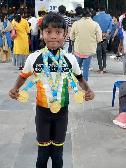 This is the result of dedication and consistent practice. I am so proud to see our young skaters like Veeksha achieve their goals and shine at state-level selections. Her three gold medals are a testament to her hard work.