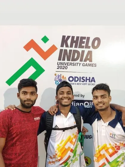 With teammates at the Khelo India University Games.