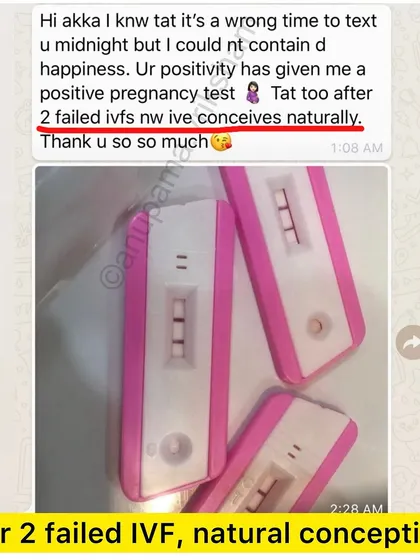 This message came late at night, but it made my day. After 2 failed IVFs, this student conceived naturally. The power of positivity is immense.