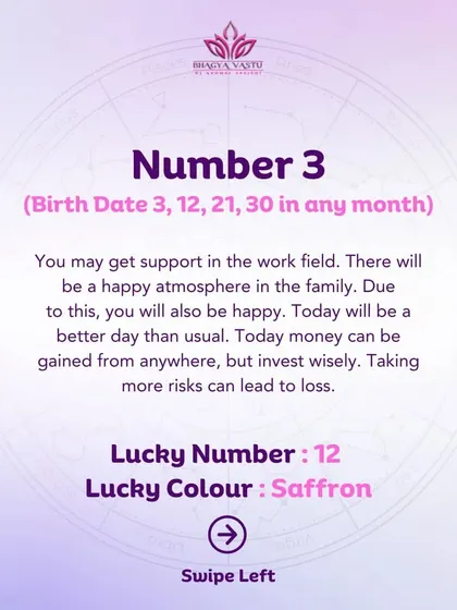 A daily prediction for Moolank 3, suggesting support in the work field and a happy family atmosphere. This is a duplicate of ID 42.