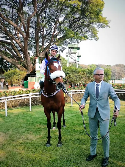 Sicyon, with jockey P. Trevor, after winning the memorial trophy.