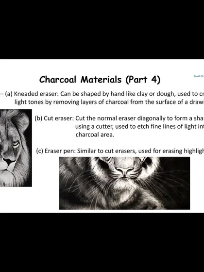 Erasers are not just for mistakes, they are a drawing tool. This guide shows how different erasers, like a kneaded eraser or a cut eraser, can be used to lift charcoal and create light tones and fine lines of light.