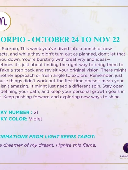 This week's tarot guidance for Scorpio. If new projects didn't turn out as planned, this is a time to revisit your original vision and redefine your path.
