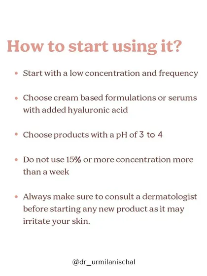 When starting with glycolic acid, begin with a low concentration and use it only a few times a week. I recommend choosing cream-based formulas with added hyaluronic acid to prevent dryness and irritation.