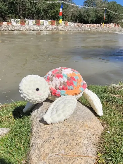 Another photo from Olly's adventure, showing the full landscape. It makes me so happy to create plushies that become part of someone's cherished memories.