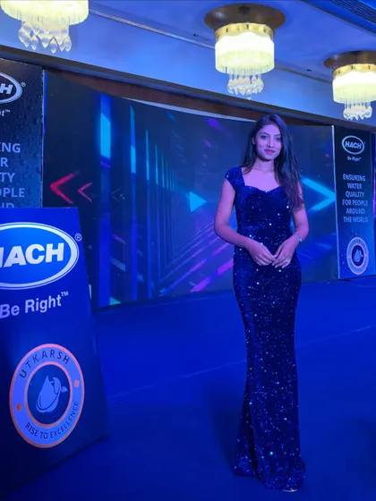 On stage for 'Utkarsh 2024', the gala night for Hach. I had an absolute blast hosting this evening of awards and entertainment.