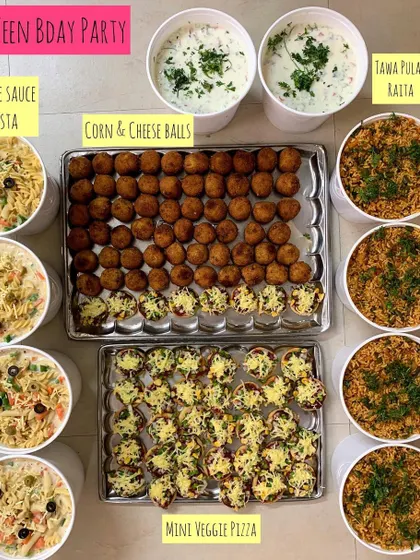 Another view of the teen birthday party catering, showing the delicious and appealing dishes I prepare.