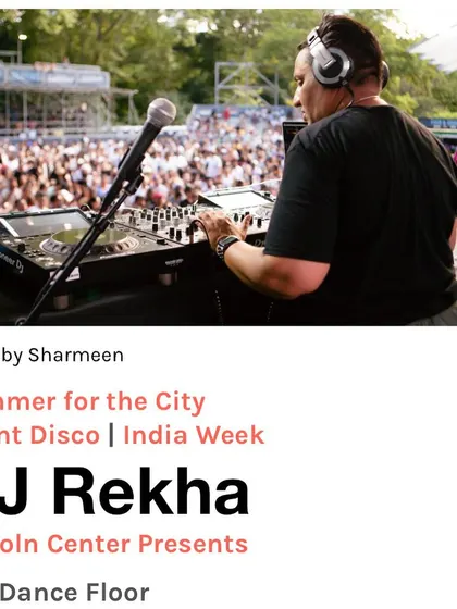 I was honored to curate a week of silent discos for Lincoln Center's "Summer for the City" India Week. This flyer announces my own headlining set on the dance floor.