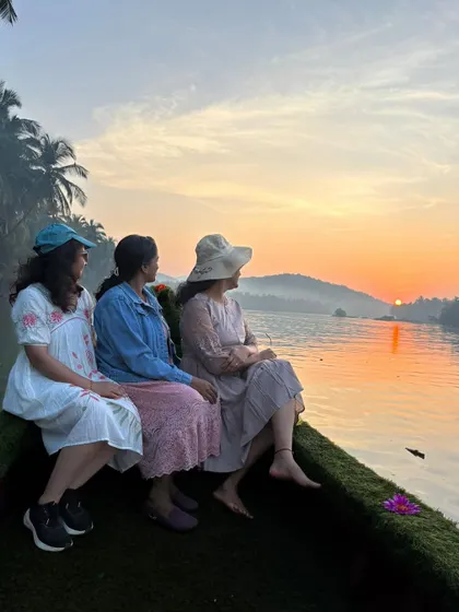 Enjoying the sunset during a boat ride in Honnavar. These are the moments of pure peace and beauty.