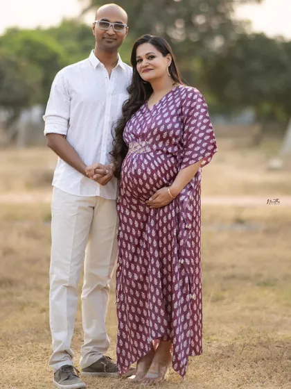 A moment of joy from our maternity photoshoot. Sharing this journey with my husband has been a beautiful experience of connection and anticipation.