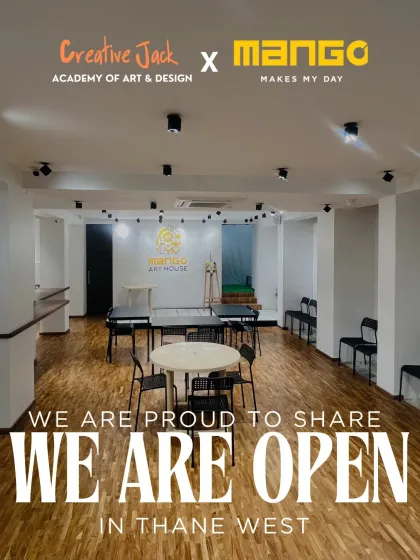 A photo of my new, spacious, and beautifully lit studio in Thane West, announcing that we are officially open for classes and events.