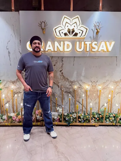 A final shot at the Grand Utsav venue. The beautiful decor with candles and flowers provided a lovely backdrop for the birthday celebration.