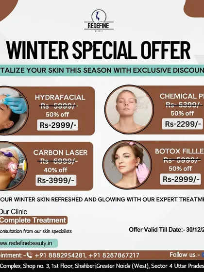 To help you revitalize your skin, I sometimes run special offers on popular treatments. This graphic shows an example of our seasonal discounts, including on Botox and fillers, to make starting your journey easier.