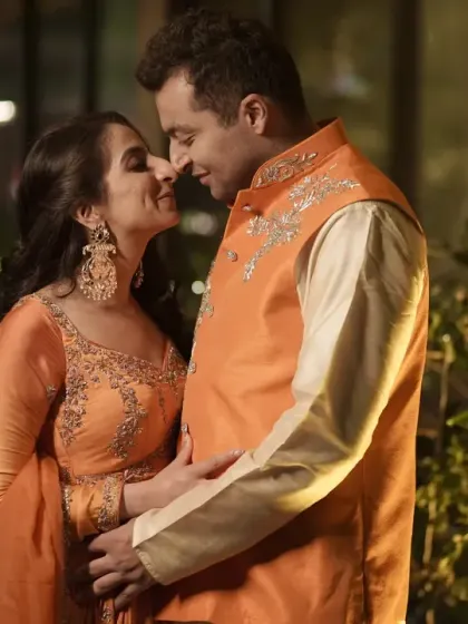 An intimate close-up of the couple, capturing the love and connection between them.