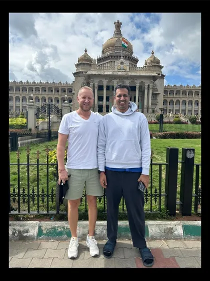 Showing Coach Maros the sights of Bangalore. Our international collaborations are also about sharing our culture.