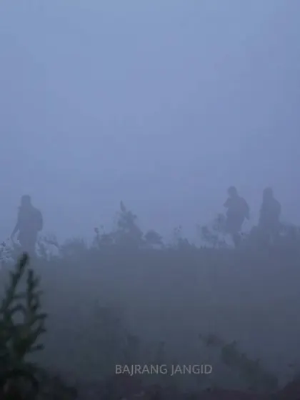 Silhouettes of trekkers walking through the mist on the second day of our silent trek. These treks are a mix of physical challenge and meditative experience, creating memories that last a lifetime.