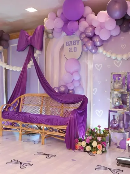 The lighting and decor working together to create a magical, purple-hued ambiance.