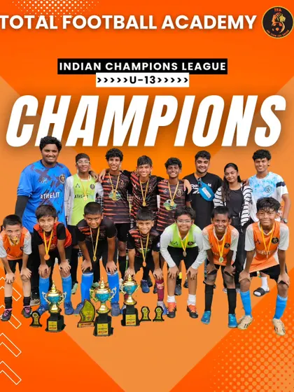 A triple triumph. Our U13 team celebrating their Indian Champions League title.