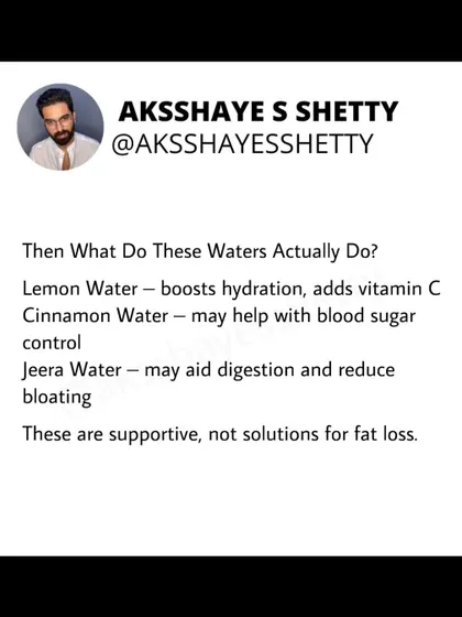 What do these "magic" waters actually do? Lemon water boosts hydration and vitamin C, cinnamon water may help with blood sugar, and jeera water can aid digestion. They are supportive, not solutions for fat loss.