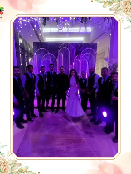 Our team with the happy couple after a fantastic cocktail party. We pride ourselves on making the wedding journey memorable.