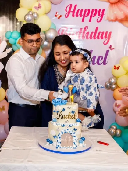 The happy family celebrating Rachel's first birthday. Being part of these milestone celebrations from baby shower to first birthday is a true joy.