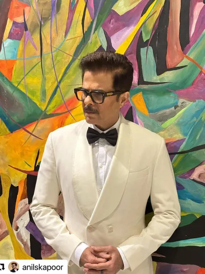 A sharp, classic look for Anil Kapoor at the IIFA awards, complete with a tuxedo and a perfectly styled haircut.