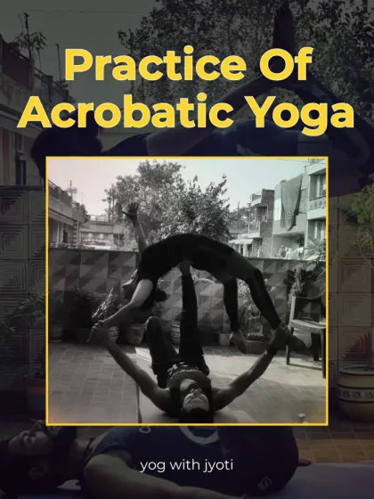 An image showcasing the practice of acrobatic yoga, with a focus on the "whale pose" which provides a therapeutic backbend for the flyer.