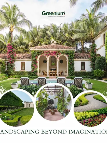 Landscaping beyond imagination. This image collage showcases the range of my services, from creating grand, villa-style gardens to cozy, modern outdoor living areas.