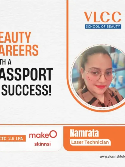 Namrata's journey with us led to a successful placement as a Laser Technician at makeO skinnsi. Her success story inspires current students aiming for careers in advanced aesthetics.