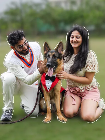 This handsome German Shepherd is dressed to impress in his little tuxedo. We love seeing our furry guests all dolled up.