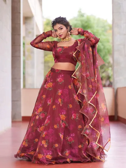 An identical shot, highlighting the rich colors of the floral print.
