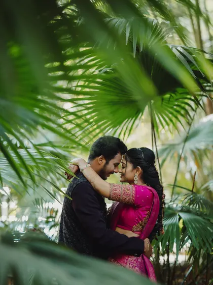 An intimate, romantic shot of the couple.