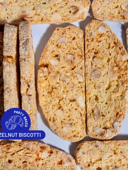 My Hazelnut Biscotti is twice-baked for that perfect crunch. It's an excellent choice for bulk orders, as it pairs beautifully with coffee for meetings or as a light dessert.
