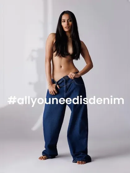 The final campaign image for Freakins' #allyouneedisdenim concept, with effortless, natural-looking hair.