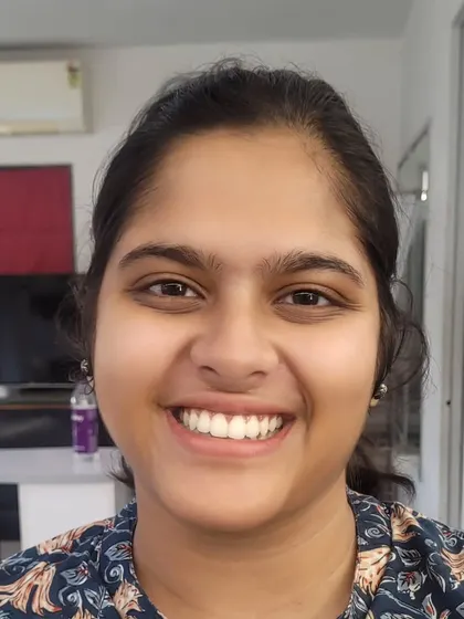 Before: A bright smile, ready for a fun and fresh makeup look.