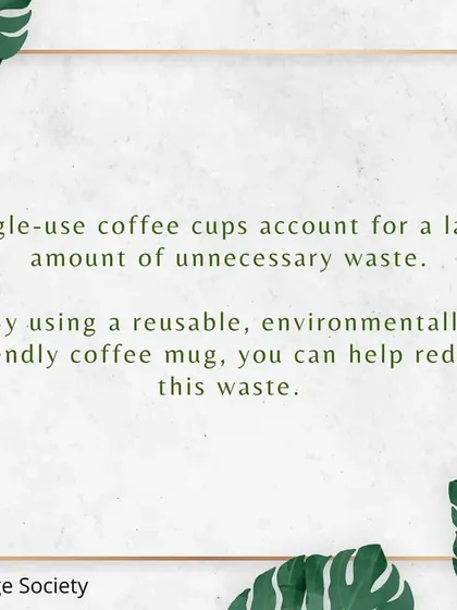 A simple but important reminder about the environmental cost of disposable coffee cups. By choosing a reusable and environmentally friendly mug, you actively contribute to reducing landfill waste every single day.