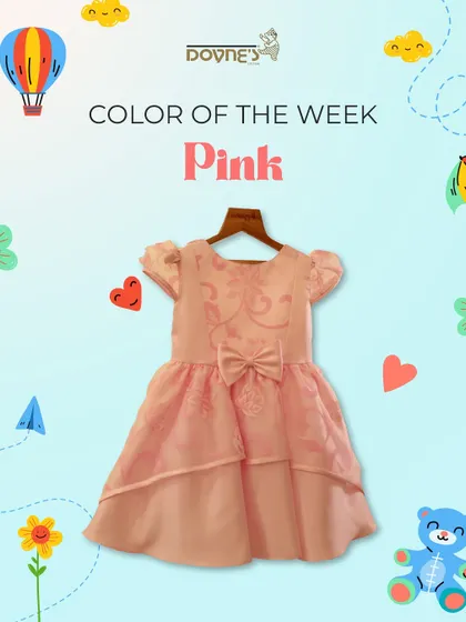 Our color of the week is Pink! This graphic features a beautiful pink party dress, perfect for your little princess.