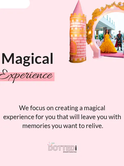 My focus is on creating a magical experience that leaves you with memories you want to relive. This graphic shows guests in costume entering a castle, highlighting the immersive events I design.
