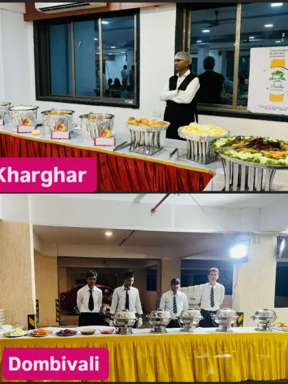 We have the team and the capacity to handle multiple big events on the same day. This collage shows two different buffet setups we managed simultaneously in Kharghar and Dombivali.